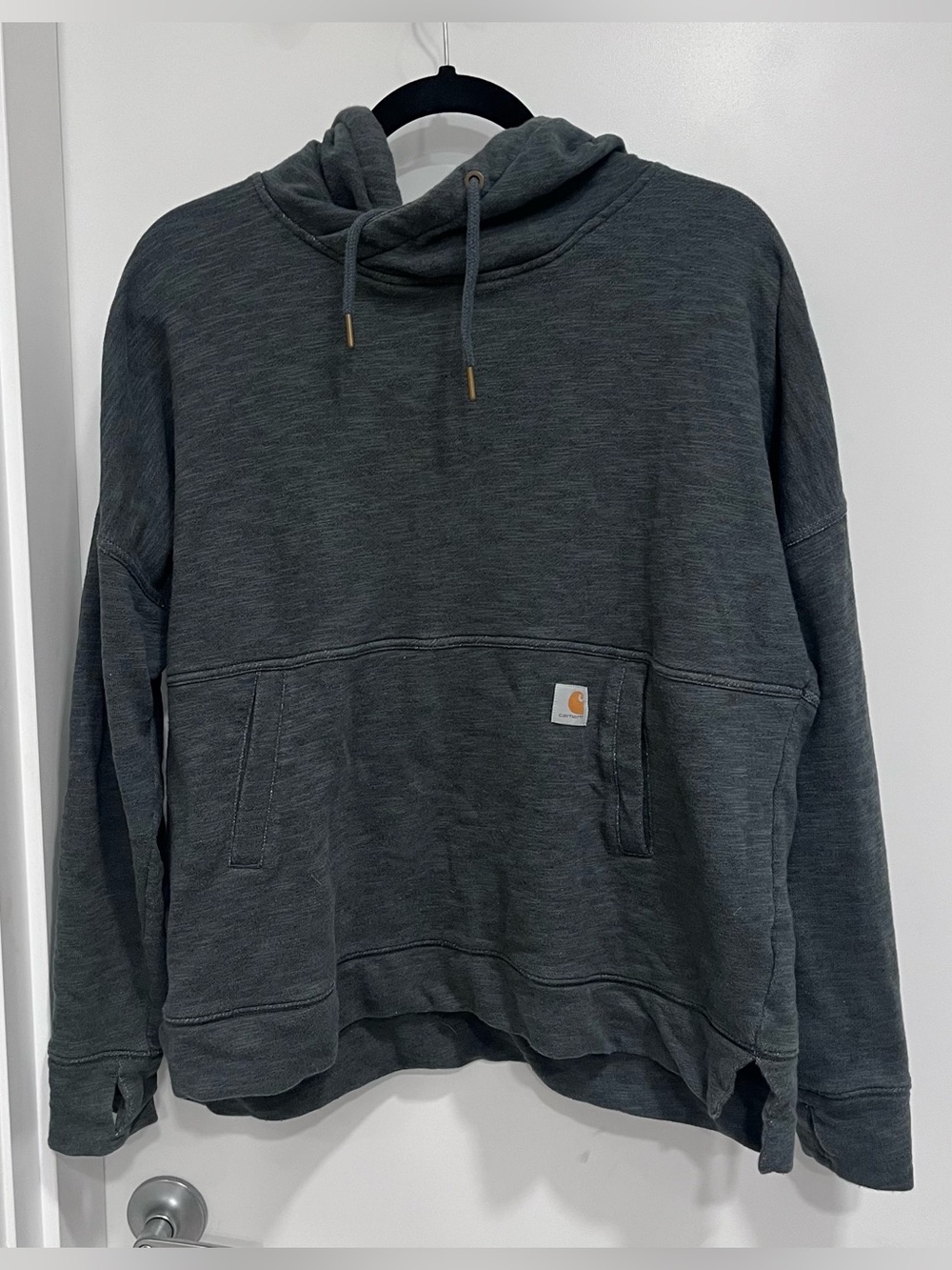 Carhartt Women’s Large Teal Green Crewneck Pullover Hoodie Thumbholes